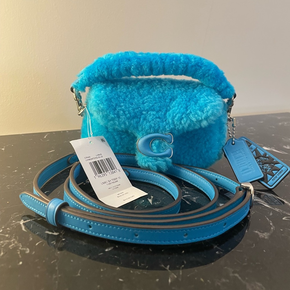 NWT Coach Tabby Lil Nas X Blue Shearling Mini 12 Shoulder Bag Rare Collab CP940